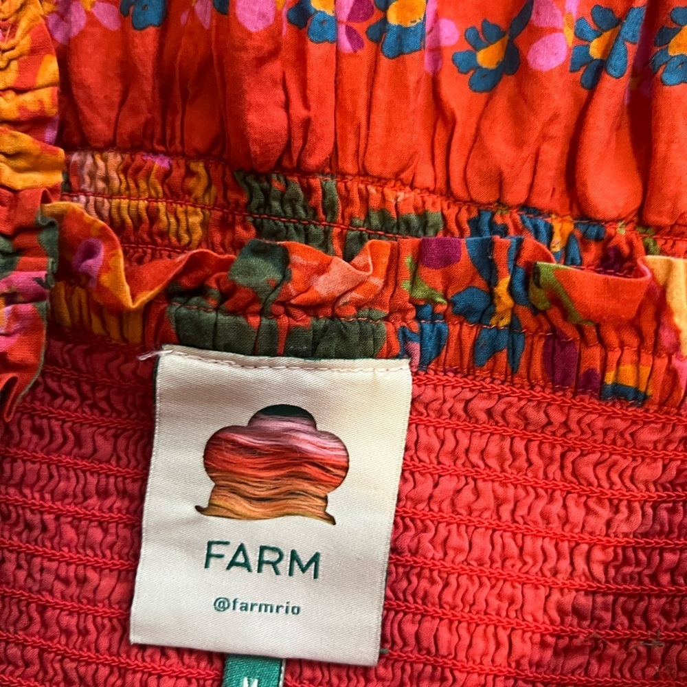 FARM RIO SPRING BANANAS SMOCKED MINI DRESS IN RED SIZE M - Picture 10 of 13